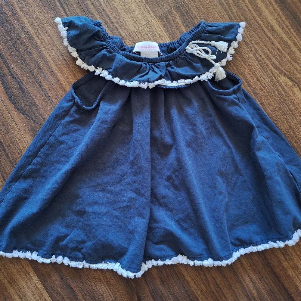 5/$20 Tommy Bahamas Blue and White Ruffled Tiered Sundress with Cap Sleeves 4T